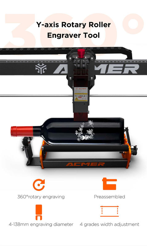 Acmer M2 Laser Engraver Rotary Roller Y Axis Rotary 360 độ Roller Laser Graveur
