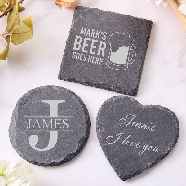 Slate Stone Drink Coasters Black Natural Edge Slate Stone Plate Cho quán bar và nhà