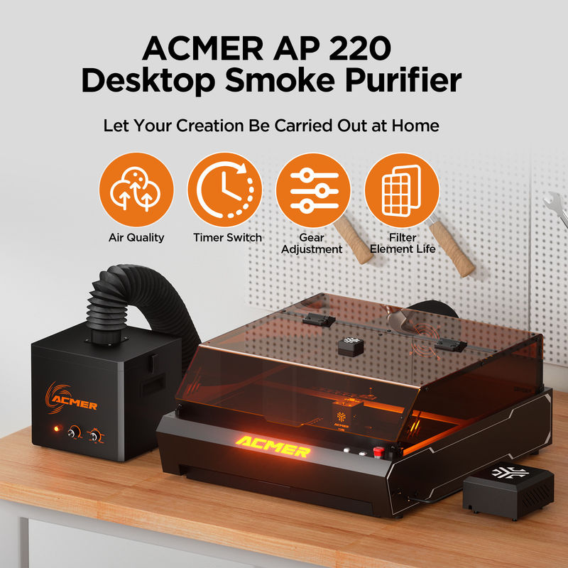 AP220 Khí lọc không khí khói 3 lớp Fitrate lọc 99,97% của các hạt 0,03μm Tiếng ồn thấp