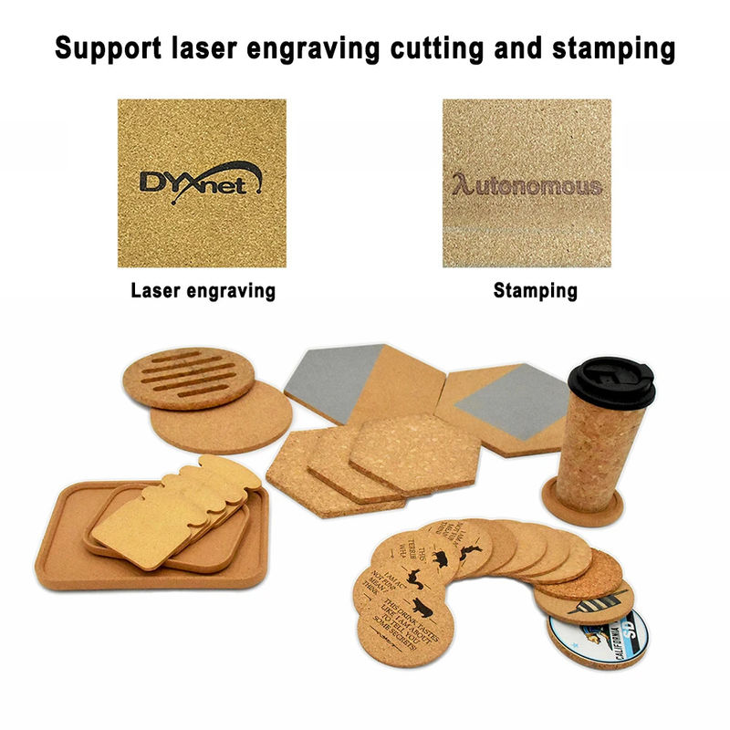 Laser khắc Cork Coasters Basswood tùy chỉnh Nhiều kích thước và hình dạng