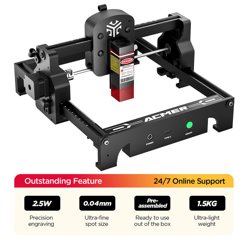 0.04*0.04mm kích thước điểm, ACMER S1 máy khắc laser nhỏ,