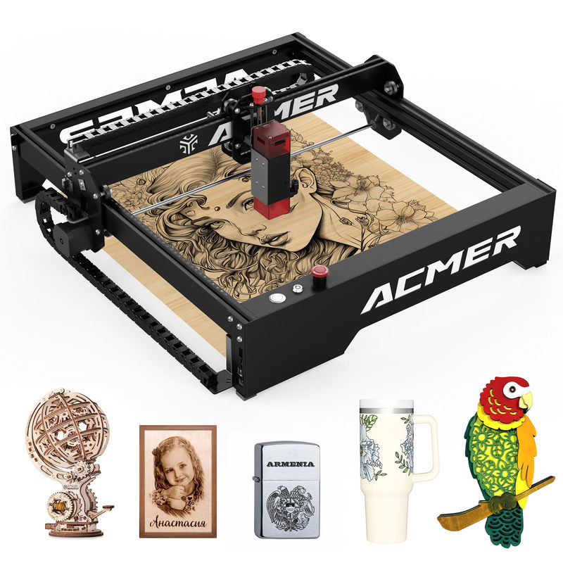 ACMER P1 10W Laser Engraver 10000mm / min Máy khắc laser máy tính để bàn tốc độ cao, đầu ra laser 20W