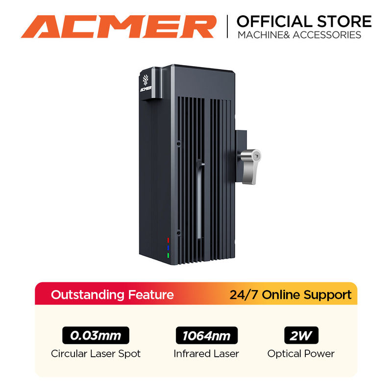 ACMER Laser Module IR 2w Fiber Laser Engraver 0.03mm Điểm siêu mịn cho kim loại nhựa đá Acrylic