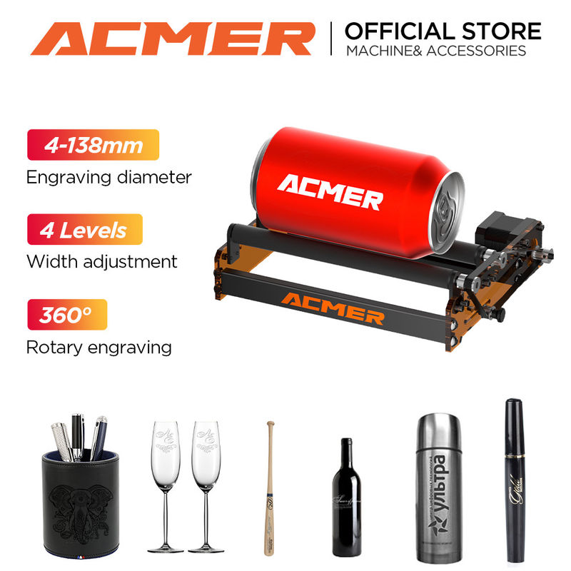 ACMER M2 Laser Rotary Roller hỗ trợ khắc vật liệu hình trụ chai thủy tinh ống kính