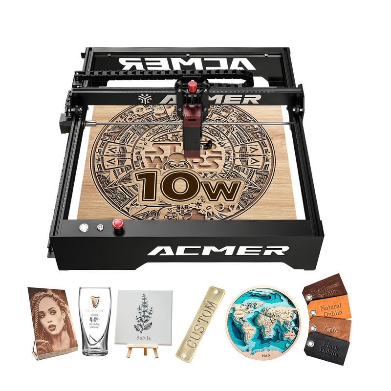ACMER P1 10W Laser Engraver 10000mm / min Máy khắc laser máy tính để bàn tốc độ cao, đầu ra laser 20W