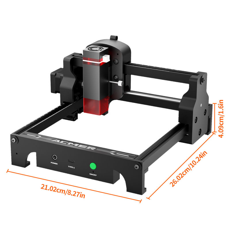 ACMER S1 Mini Portable Laser Engraver cho gỗ / nhựa / kim loại 2500mw Laser Output 130 * 130mm Khu vực làm việc