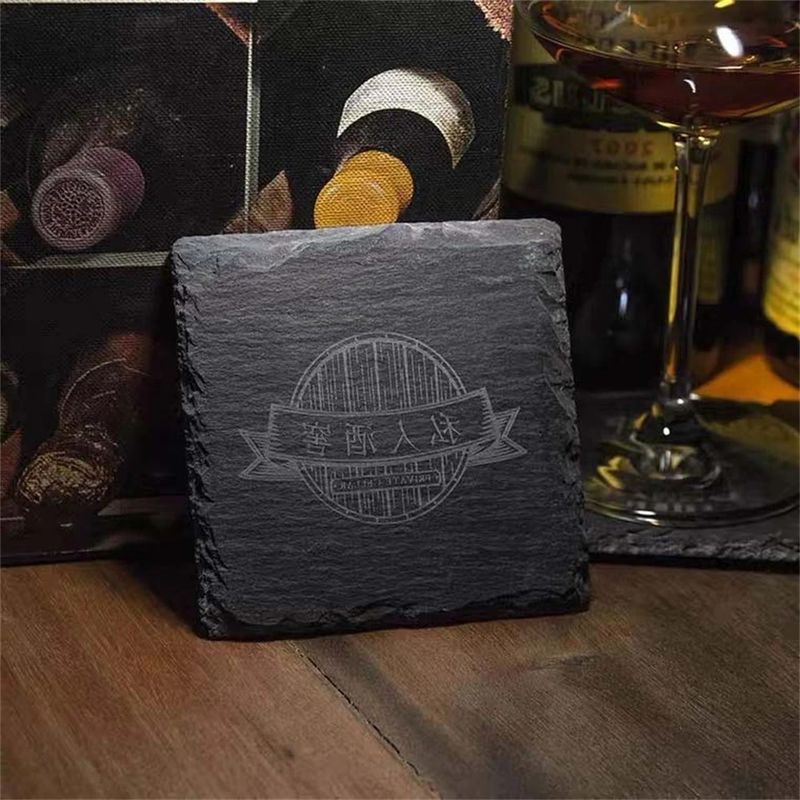 ACMER DIY Stone Coaster Slate Stone Drink Coasters Black Natural Edge Cho quán bar và nhà