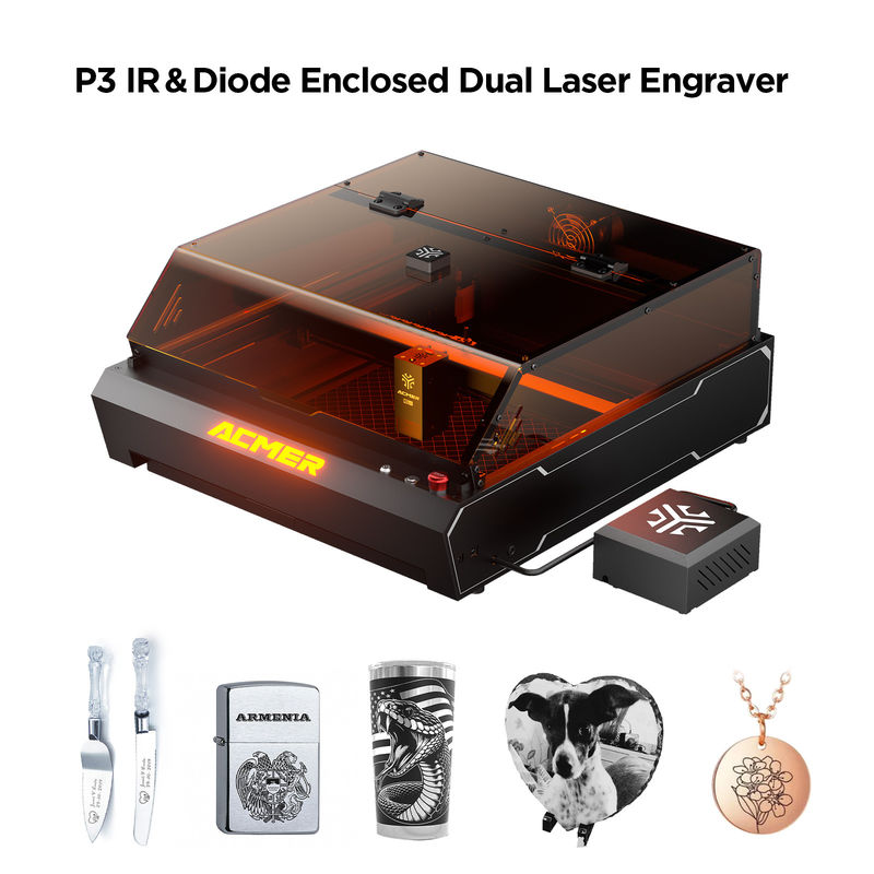 ACMER P3 96W CNC Laser Engraver Tốc độ cao Profile nhôm thân máy 10000mw Diode Laser USB / APP / TF Phương pháp giao tiếp