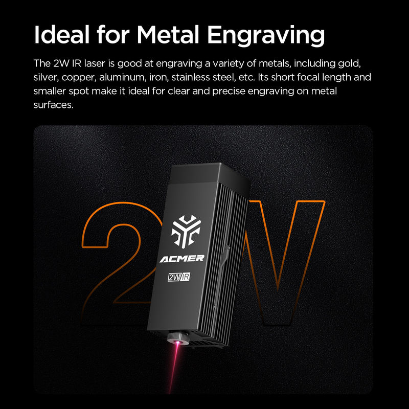 ACMER P3 Laser Module IR 2w Fiber Laser Engraver 0.03mm Điểm siêu mịn cho kim loại nhựa đá Acrylic