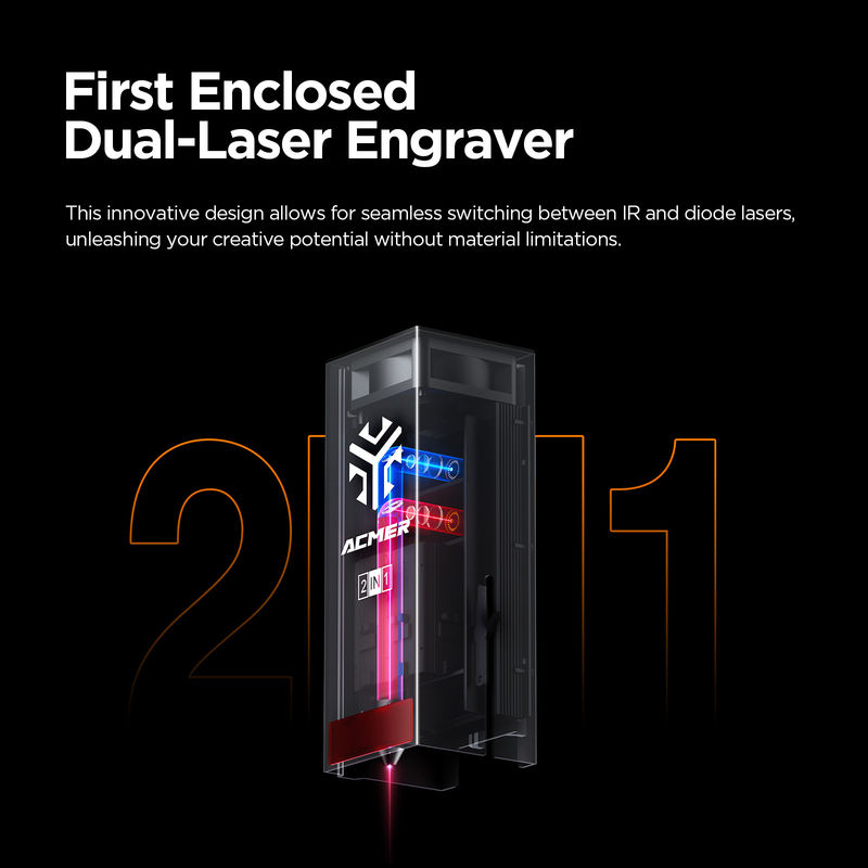 ACMER P3 Laser Engraver Máy khắc cắt laser kép với hỗ trợ bơm không khí để khắc hồ sơ nhôm